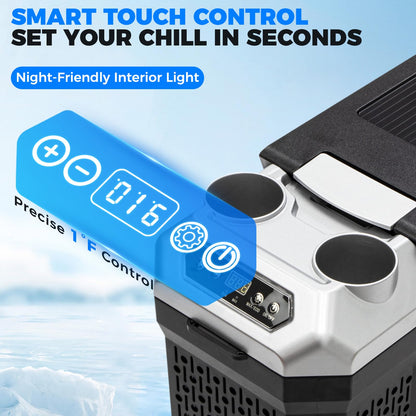 Center Console Fridge with Bluetooth APP Control,Car Refrigerator 16QT Portable Freezer Compressor Cooler (0°F ~ 64°F”),Car Refrigerator RV Fridge 12/24V DC&110V AC for MPV,RV,Travel,SUV, Van Camping
