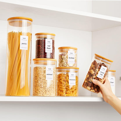 Vtopmart Glass Food Storage Jars - 7-Pack Airtight Kitchen Containers with Bamboo Lids | BPA-Free Canisters for Pantry Organization