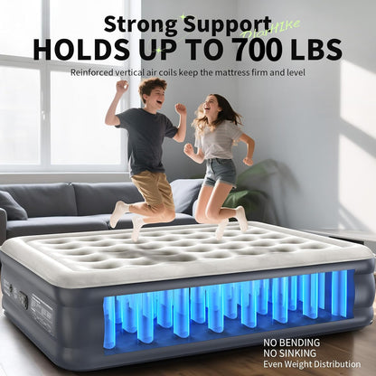 OlarHike Queen Air Mattress - Inflatable Bed with Built-In Pump | 18" Foldable Design for Home & Camping