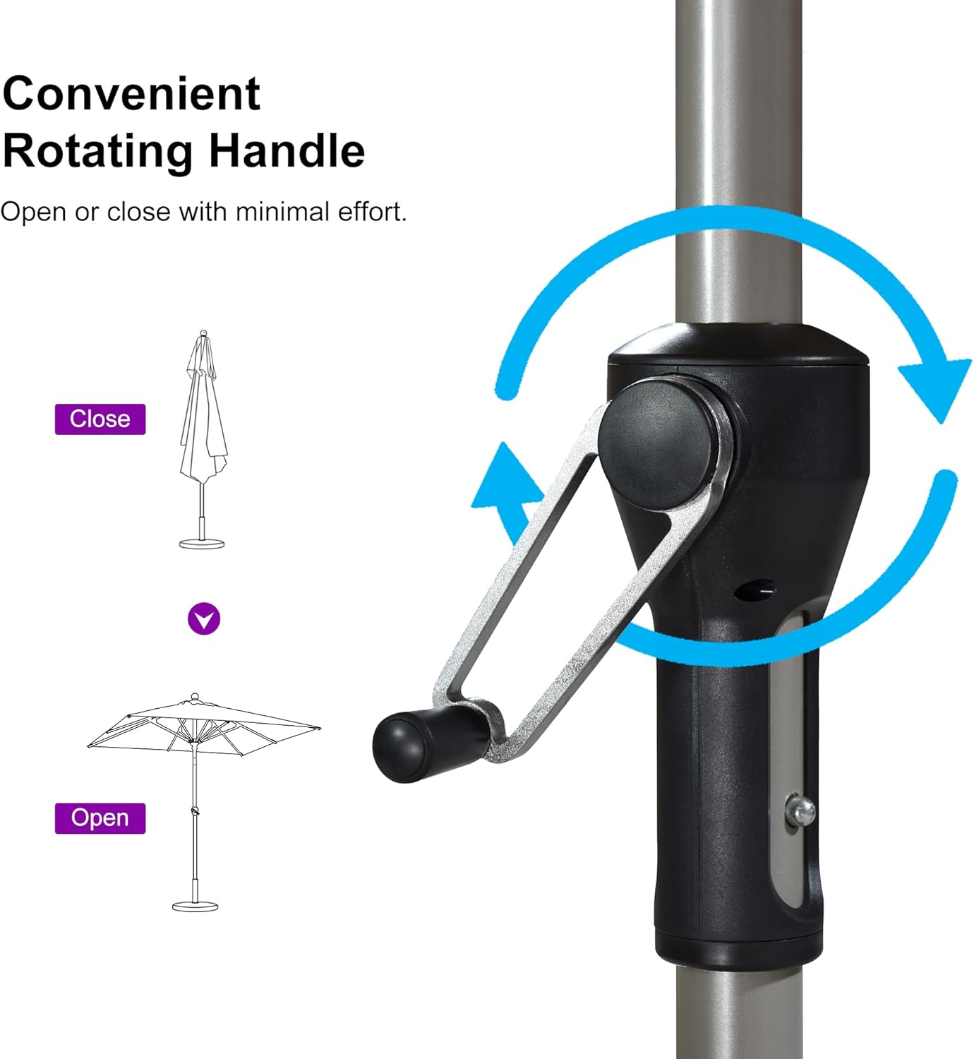 PURPLE LEAF 8' x 8' Square Patio Umbrella - Tilt Adjustment & Champagne Aluminum Frame for Deck, Garden, or Lawn