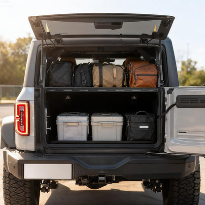 VEVOR Rear Trunk Cargo Rack with Net 2021-2026 Ford Bronco 4 Door Hardtops (Exclude Bronco Sport), 300 lbs Capacity, Carbon Steel Basket Tray Interior Storage Luggage Carrier