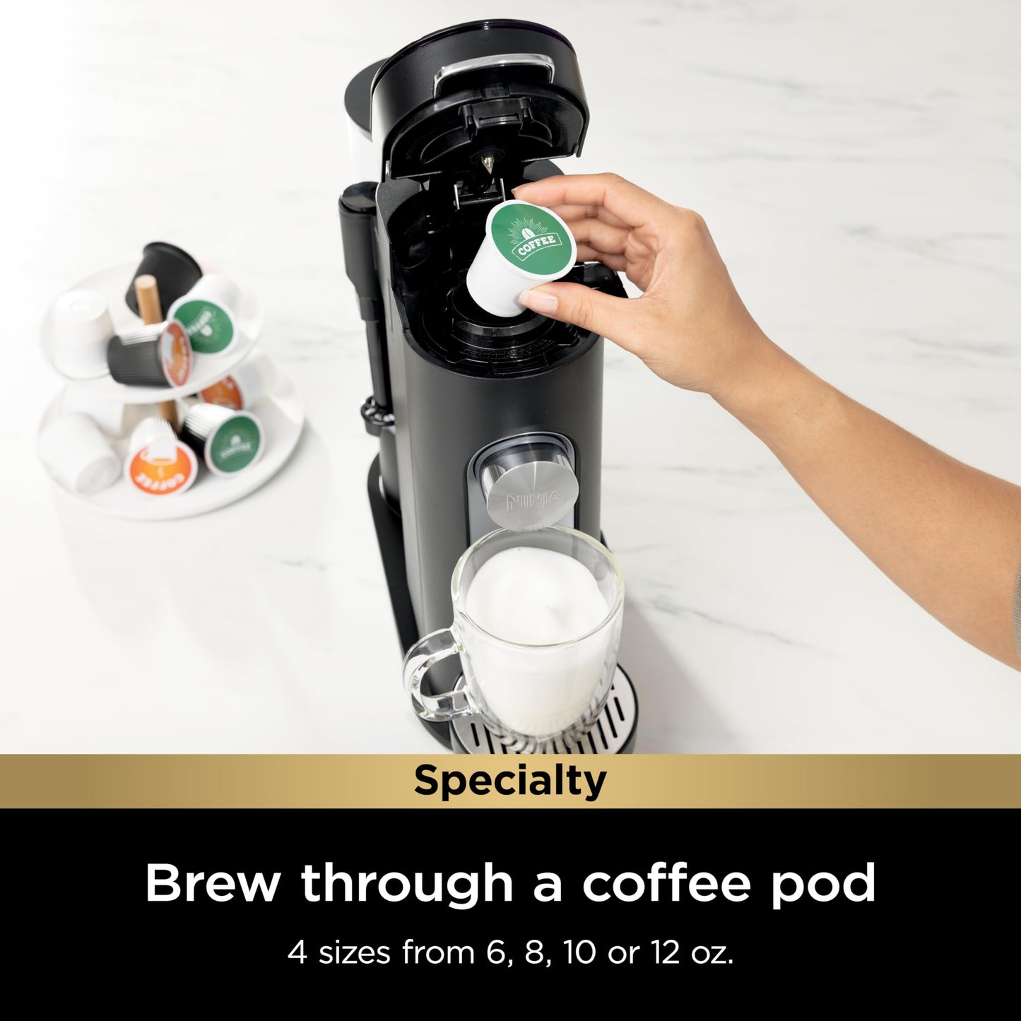 Ninja Pod & Grounds Specialty Single-Serve Coffee Maker bundled with the Blast Portable Blender, Cordless, 18oz. Vessel, Personal Blender for Shakes & Smoothies, Leakproof-Lid & Sip Spout