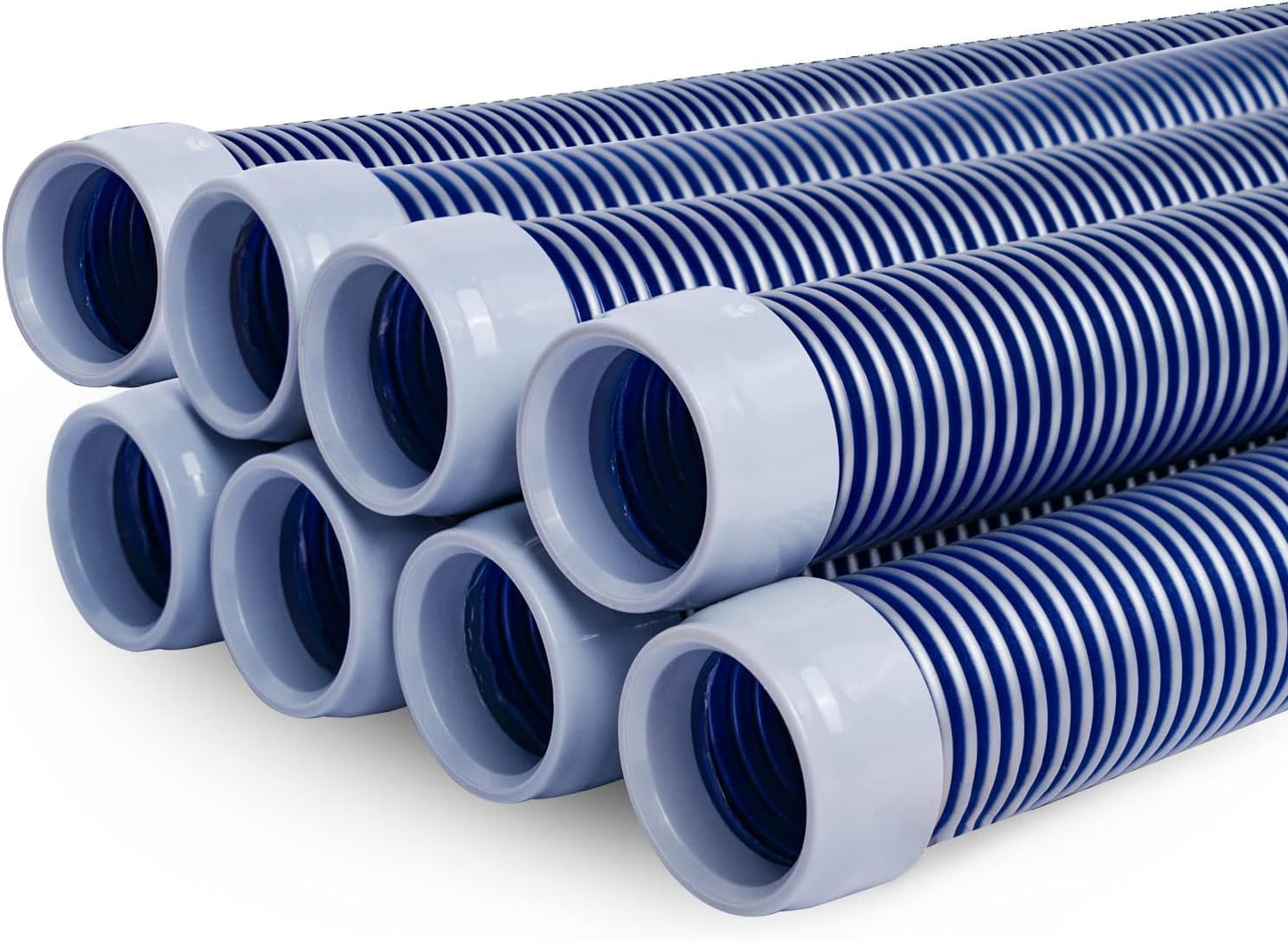 POOLWHALE Professional Swimming Pool Vacuum Cleaner Hose - 1.5” Extension Kit, 8 Pieces - Compatible with All Major Cleaners