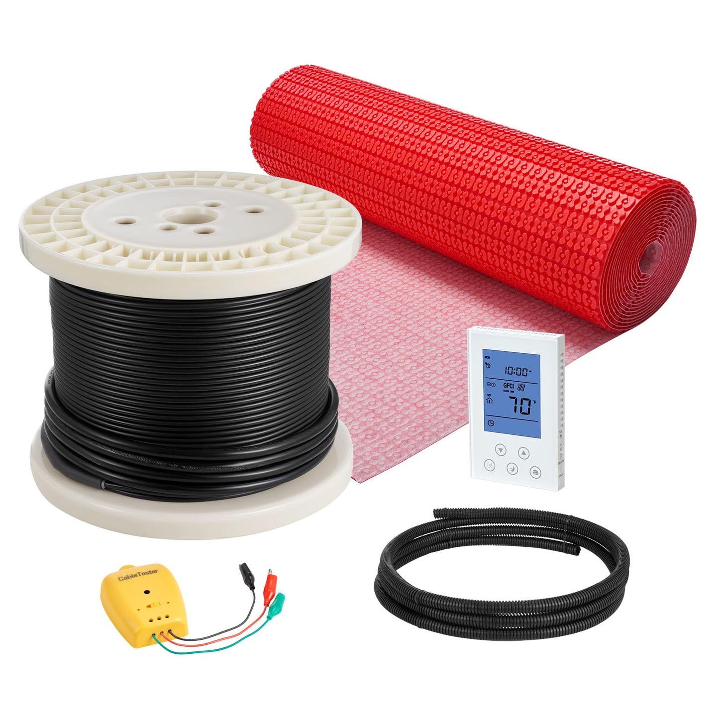 VEVOR Floor Heating Mat System, 100 sqft 120V, Decoupling Membrane, Smart Thermostat & Alarm, Easy Install for Tile, Stone & Vinyl Flooring