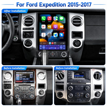 CIGKTSEIN Car Radio for Ford Expedition 2015 2016 2017, 8-Core 4+64GB Android Upgrade Stereo with Wireless Carplay Android Auto, 12.1'' T-Style Screen with GPS WiFi SWC AM/FM Backup Camera