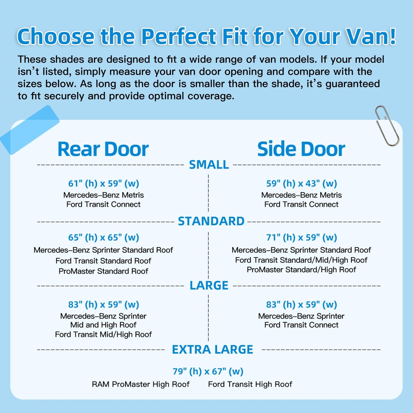 ZATOOTO Magnetic Van Bug Screen for Sliding Door Bug Screen - Side and Rear Van Door Bug Screen Set, RV Screen Door with Magnetic for Easy to Install and Remove, Universal Fly Screen for Camper Van