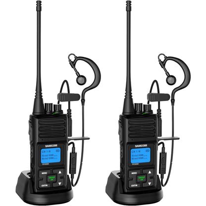SAMCOM Heavy Duty Walkie Talkies, FPCN30A 5 Watts High Grade Professional Two Way Radio, Group Call Radios with Earpiece, 2 Way Radio Long Range for Business Outdoor Hunting (2 Pack)