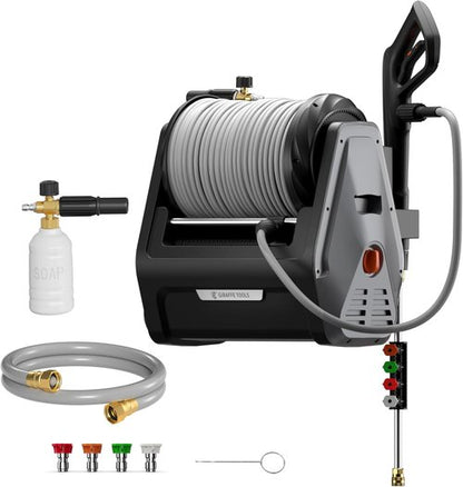 Giraffe Tools Grandfalls Electric Pressure Washer - 2900 PSI, 100ft Hose, Automatic Rewind | Dark Silver