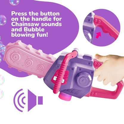 ArtCreativity Bubble Chainsaw for Kids, Electronic Bubble Blower Machine with Bubble Solution Included, Bubble Machine with Realistic Sound, Outdoor Girls Toy Ages 1 2 4 5 6 7 8