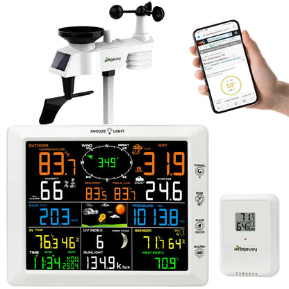 Urageuxy WiFi Weather Station with 8.07 inch Color Display – Wireless Outdoor Sensor Measures Rain Gauge, Wind Speed/Direction, Temperature, Humidity, UV, Forecasts, Barometer