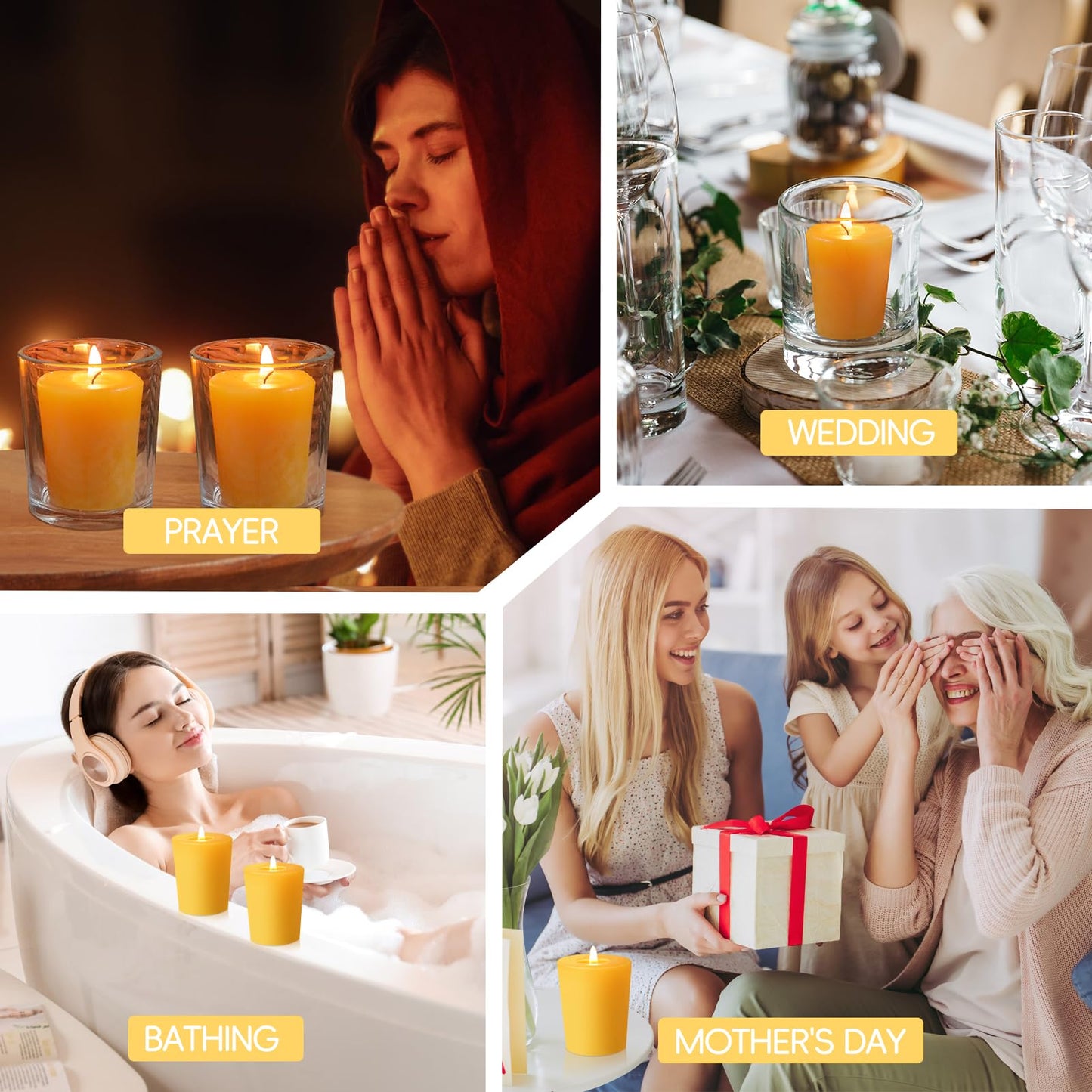 24 Pack Votive Candles 100% Beeswax Votive Candles Bulk 13-14 Hours Burn Time Smokeless Bees Wax Votive Candle Unscented Bees Wax Candles for Home Decor