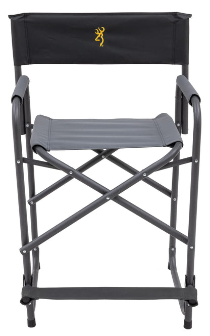 Browning Directors Chair - Outdoor Folding Chairs Made with Durable Fabric and Sturdy Aluminum/Steel Frame, with Extra Tall Seat and Flip-Down Footrest, Regular, Charcoal/Gray