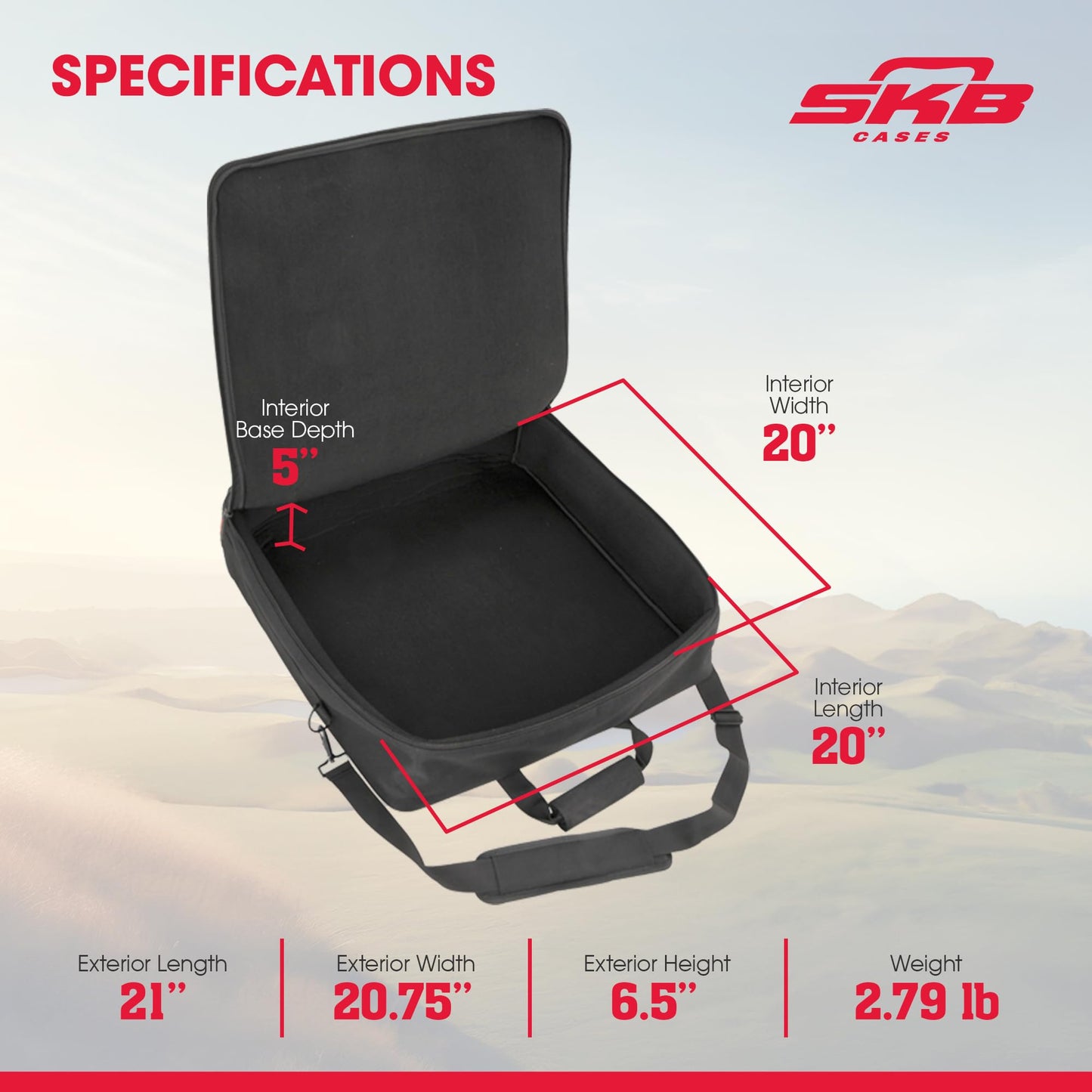 SKB Cases 1SKB-UB2020 UB Series Mixer Case, Padded Audio Equipment Bag for DJ Mixer, Recorder, Controller and Studio Gear, 20 x 20 x 5 Inch, Black