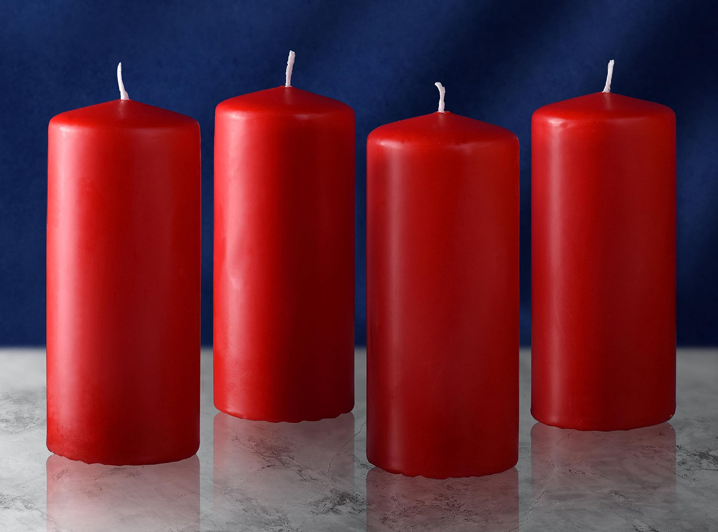 Hyoola Red Pillar Candles 2x6 Inch - 4 Pack Unscented Pillar Candles - European Made