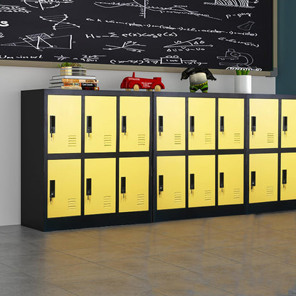 MECOLOR Metal Cabinet with Lock, Lockable Steel Office Cabinets Storage Employee Locker Home Gym (W6D, Yellow)