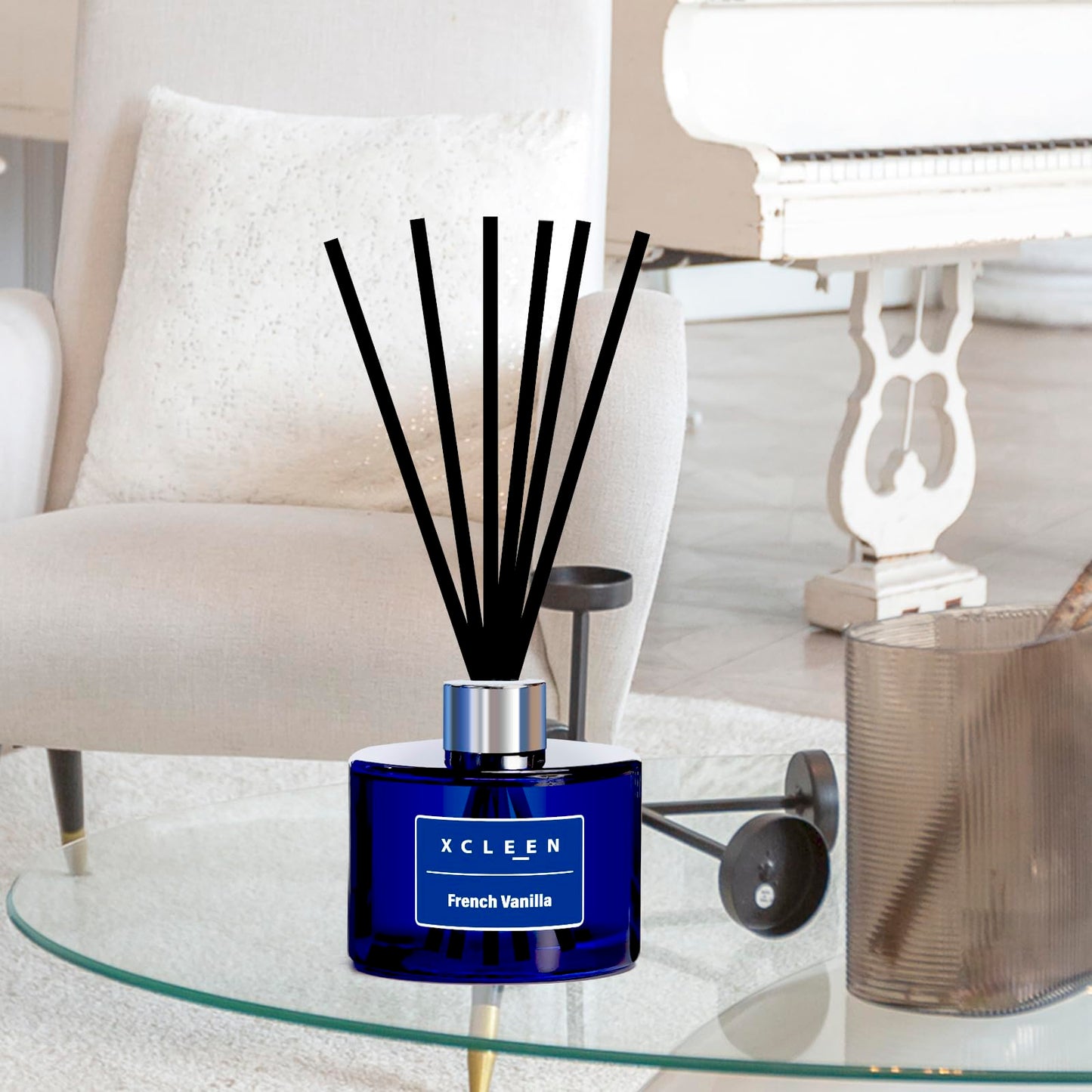 Reed Diffusers Set, 3.7 Oz Scent Diffuser, 6 Reed Diffuser Sticks, Home Fragrance Hyacinth, Peony & Citrus, Aromatherapy Oil Diffuser Reeds, More Masculine Scent, Bathroom & Office Decor 110ml