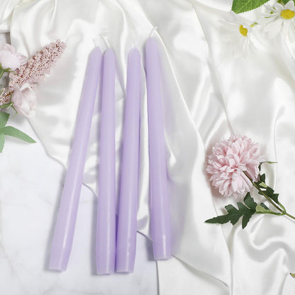 MTLEE 16 Pcs 10 Inch Long Tapered Candle Stick Bulk Smokeless Unscented Burning Candlestick Paraffin Wax with Cotton Wick for Valentine's Day Baby Shower Wedding Holiday Party Church(Light Purple)