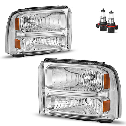 Vizotae Headlights Assembly for 2005-2007 Ford F250 F350 F450 F550 Super Duty Headlamp Replacement, High/Low Beam W/Bulbs, Driver&Passenger Side