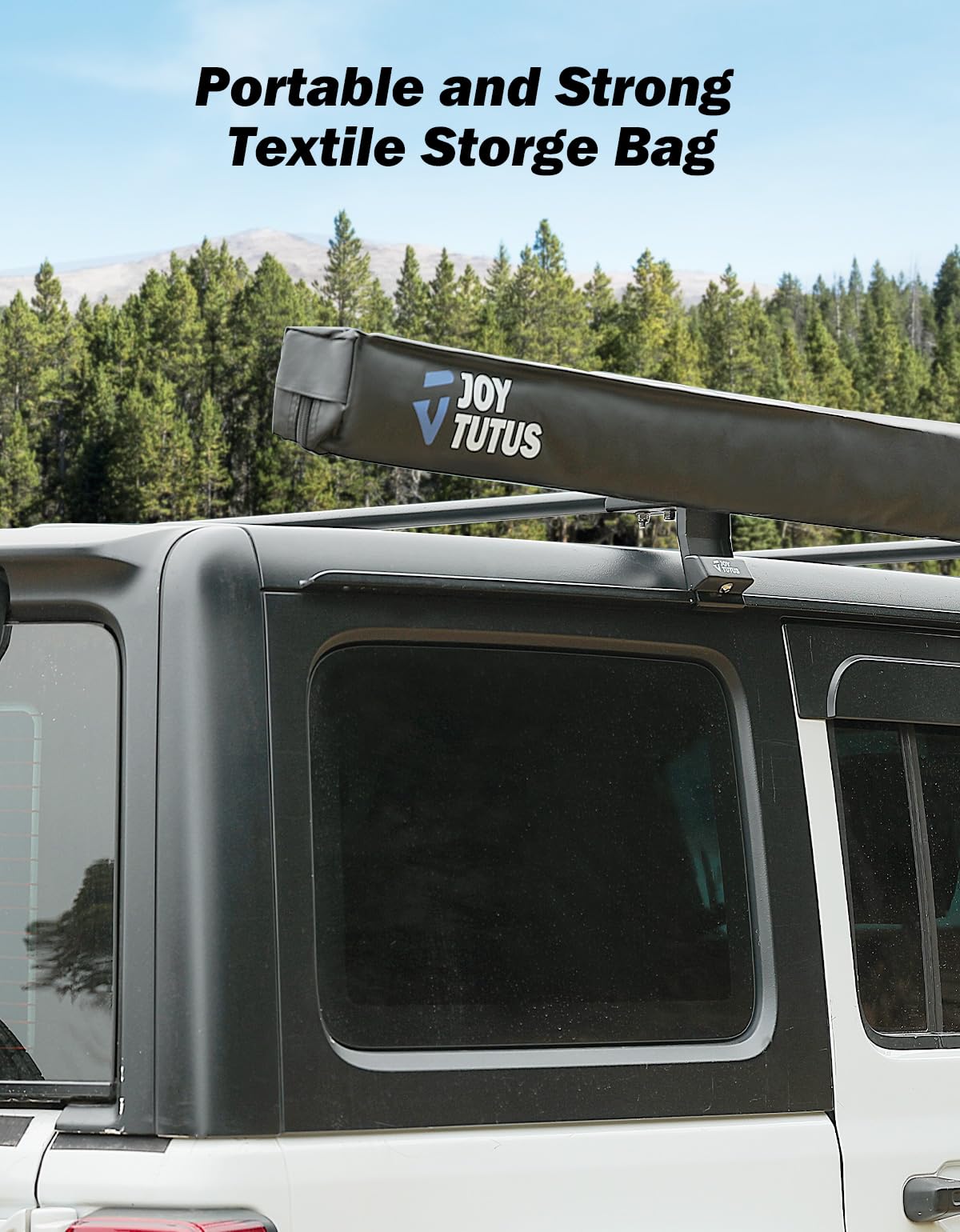 JOYTUTUS Vehicle Awning 8.2'x10' Roof Rack Pull-Out Sun Shade UV50+, Weatherproof 4x4 Side Awning for Camping, Car Sunshade with Adjustable Hardware, Quick Set-up, SUV/Truck/Van/Jeep