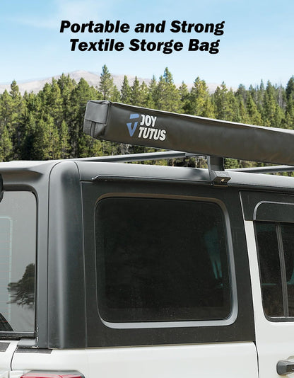JOYTUTUS Vehicle Awning 6.6'x8.2' Roof Rack Pull-Out Sun Shade UV50+, Weatherproof 4x4 Side Sunshade for Camping, Car Awning with Adjustable Hardware, Quick Set-up, SUV/Truck/Van/Jeep