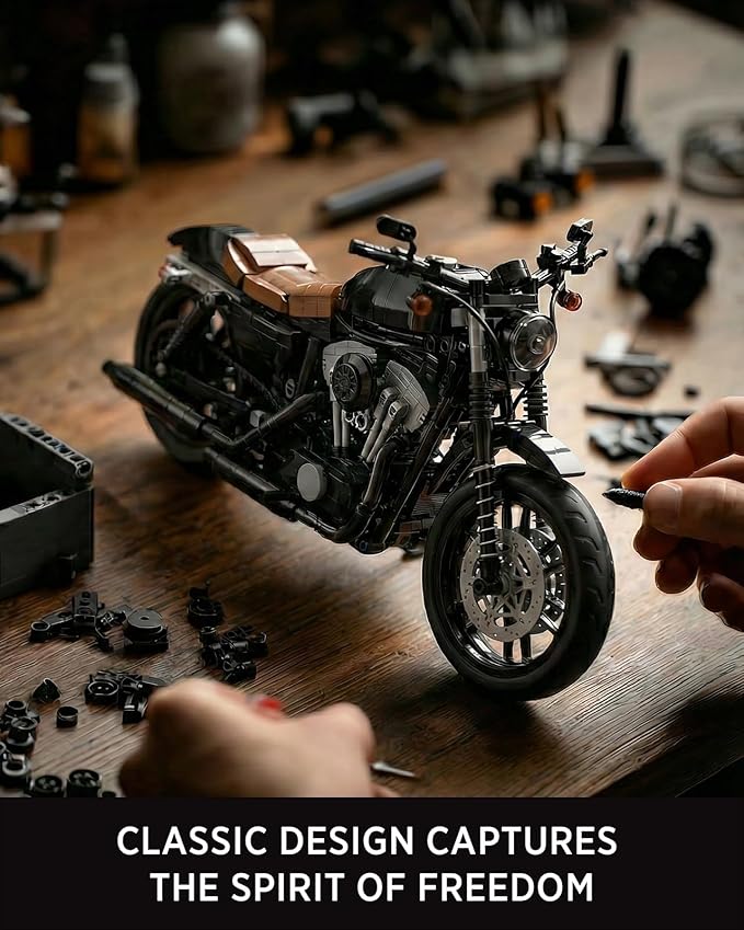 Nifeliz Iron 83 Motorcycle Model Set for Adults Classic Cruiser Bike Building Set with Realistic Details Collectible Display Model and Gift for Motorcycle Enthusiasts (827 PCS NF10342)
