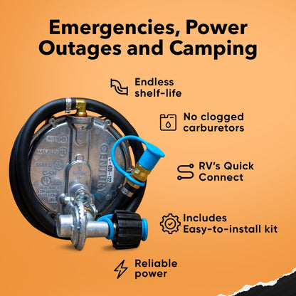 Hutch Mountain Generator Propane Conversion Kit Honda EU2000i - Dual-Fuel Conversion for Propane & Gasoline - Portable Generator Backup Kit for Home Emergencies, Camping, and RVs