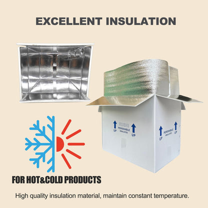 19x12x16" Insulated Shipping Box, Perishable Cooler for Frozen Food Styrofoam Boxes for Cold Shipping Perishables Packaging Insulated Carton with Aluminum Foil Liner Bag, 4 Pack