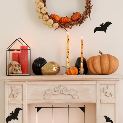 Whaline 8Pcs Halloween Taper Candles 10 Inch Orange Pink Ghost Pumpkin Decorative Candles Long Unscented Candle Sticks for Trick or Treat Party Home Table Decor