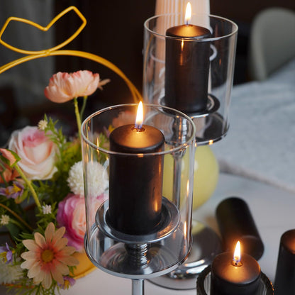 20 Pack 2x4 Inch Black Pillar Candles Unscented for Home Decor Party and Holiday,Elegant Dark hue