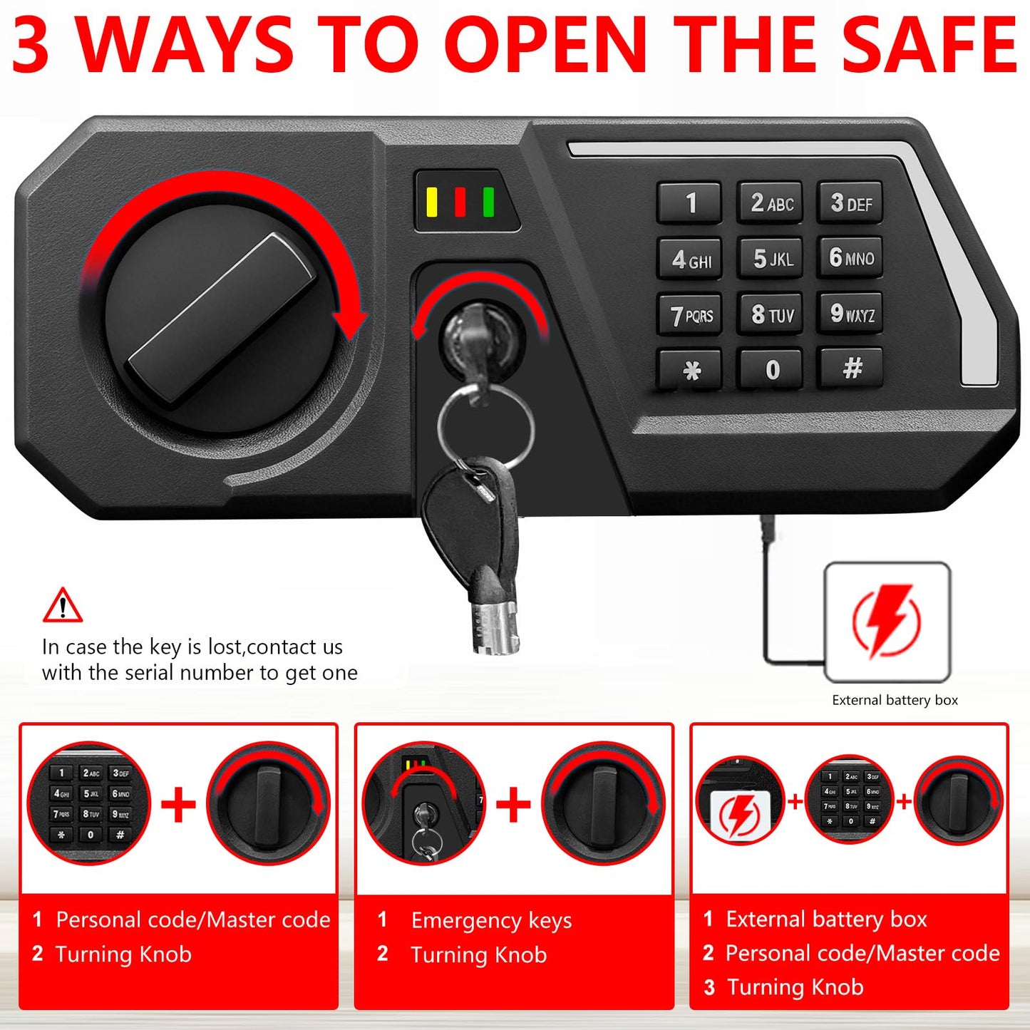 3.4 Cub Large Safes for Home Use, Digital Home Safe Box Fireproof Waterproof with Programmable Keypad, Spare Keys and Removable Shelf, Anti-Theft Fire Proof Safe for Document Money Valuables