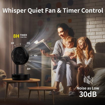 Socool 40000mAh Portable Fan Foldable Battery Rechargeable with 8 Speed & 106H, 90° Osciliating Floor Standing Fan Remote, Desk Fan with 8H Timer & LED Light for Home Outdoor Travel Camping