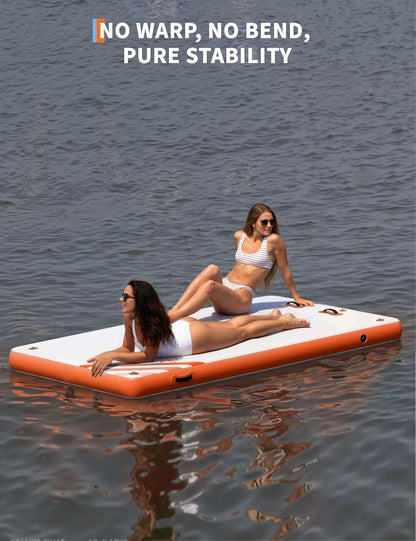 GAOMON Inflatable Dock Floating Platform, Thick Lake Floats for Adults, Non-Slip Air Dock Platform with Portable Carrying Bag, Floating Platform Island for Pool Beach Ocean(Orange,6 x 5 ft)