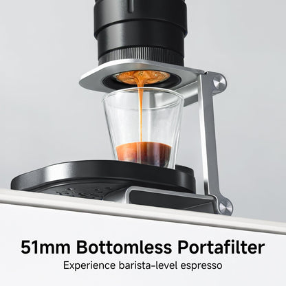 HIBREW H4C Ultra Portable Electric Espresso Maker, 51mm Bottomless Professional Coffee Maker, USB-C Rechargeable for Ground Coffee, Compact for Camping and Travel, with Foldable Holder & Carrying Case
