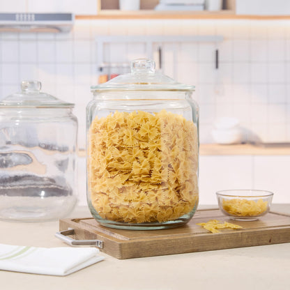 Restaurantware Glass Jar - 4 Count - Vetri 2 Gallon Glass Storage Jar, With Lid, Clear, Dishwasher-Safe - Storage Container For Flour, Coffee Beans, Kitchen Organization