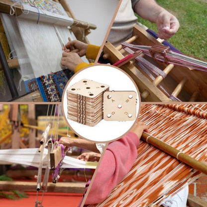 24 pcs 1.8 Inch Square Wooden Weaving Cards with 5 Holes, Tablet Weaving Loom Supplies & Tools for Inkle Loom, Handmade Knitting DIY Craft Projects