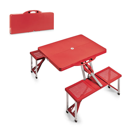 ONIVA - a Picnic Time brand - Folding Picnic Table - Camping Table - Outdoor Table with Umbrella Hole, (Red), 36.2" x 18" x 5.5"
