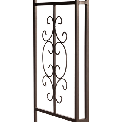 Plow & Hearth Arch Metal Outdoor Garden Arbor Montebello Gunmetal 7 Feet Tall, Steel Iron Trellis Lattice for Climbing Plants & Heavy Vines Wedding Arch Outdoor Patio Décor