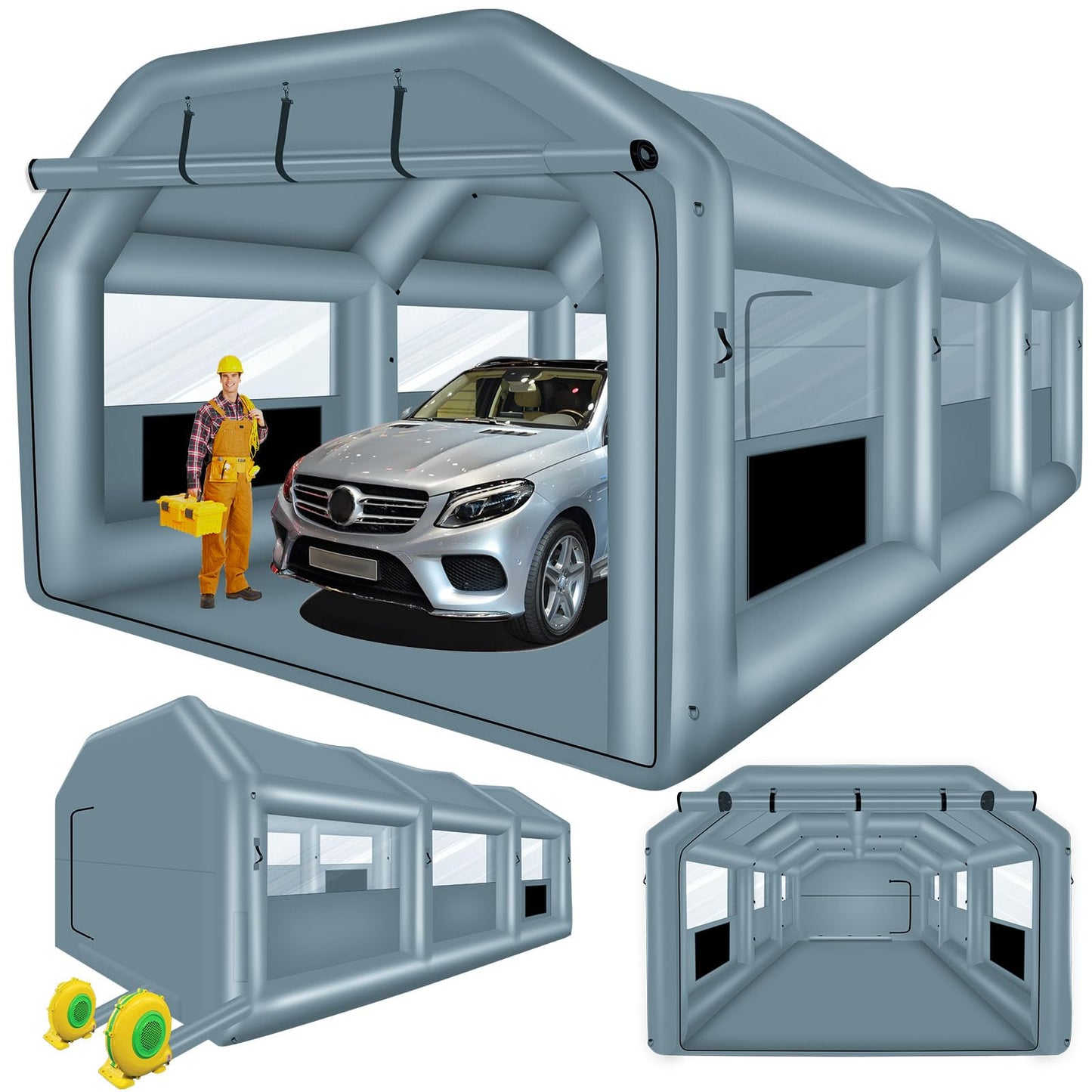 GONFLABLE 26 * 14.5 * 9.5FT Inflatable Spray Booth, Airbrush Paint Booth Blow up Tents for Camping Auto Car Parking Workstation Club