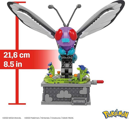 MEGA Pokémon Building Toys Set Motion Butterfree with 605 Pieces 7 Inches Tall Moving Wings Kids or Adult Collectible