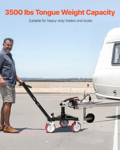VEVOR Trailer Dolly, 3500lbs Tongue Weight Capacity, 18 inch and 22 inch Height Adjustable Trailer Dolly, with 2 inch Hitch Ball, Adjustable Handle Length, 8-inch Swivel Wheels, for Moving RV Trailer