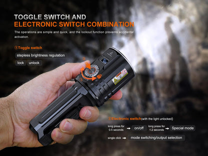 Fenix LR36R 10,000 Lumen Super Bright LED and LEP Flashlight with 1377 Yards Long Throw, USB-C Rechargeable and 2X Lumentac Organizers for Search and Rescue