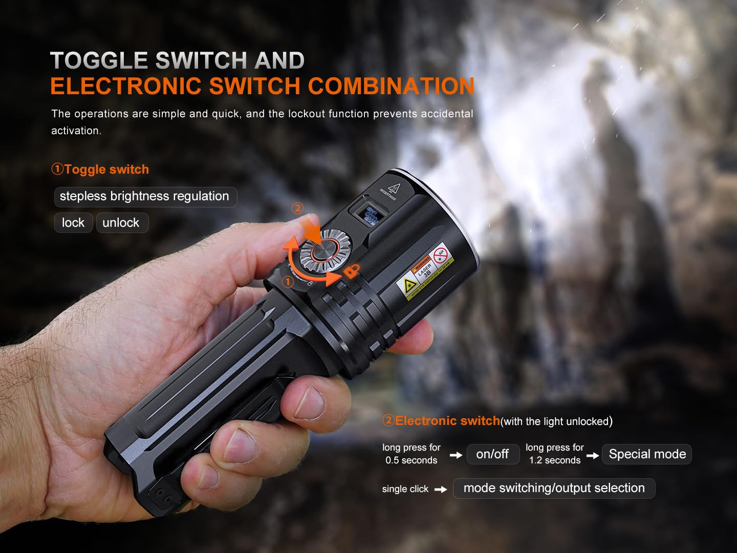 Fenix LR36R 10000 Lumen LEP Long Throw Beam Search and Rescue Flashlight with EdisonBright Charging Cable Carrier