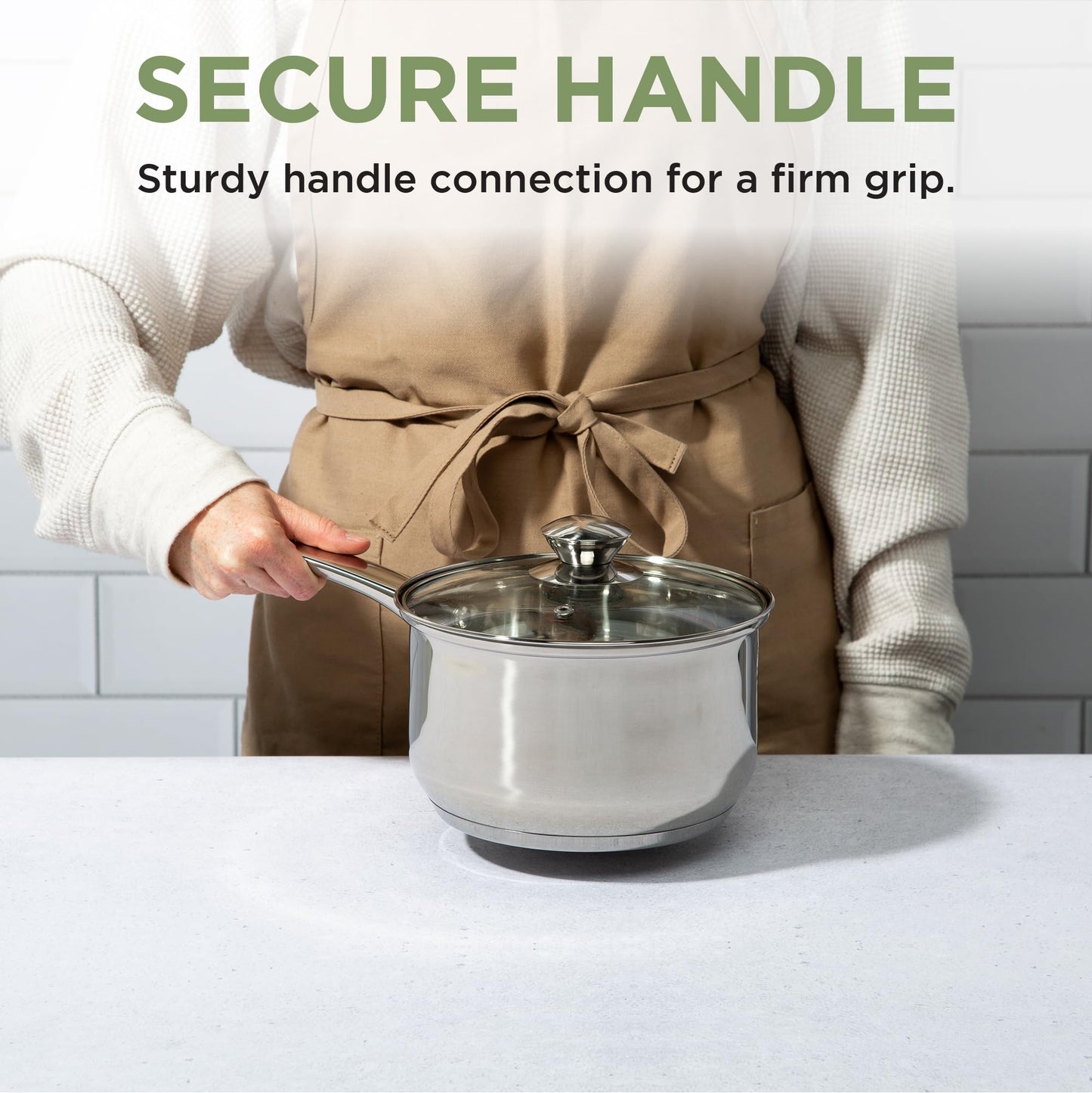 Ecolution Stainless Steel Sauce Pan, Encapsulated Induction Ready Cooking Pot with Glass Lid, Oven Safe, Dishwasher Safe Soup Pot, 3-Quart