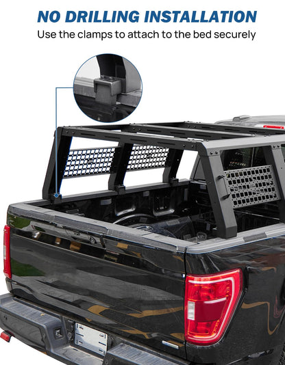 JOYTUTUS Full Size Truck Bed Rack, Overland Bed Racks for Trucks Compatible with F150 F250 F350 Silverado Sierra Ram, 18.8 Inch High Truck Bed Rack for Roof Top Tent, with Wider Molle Panel