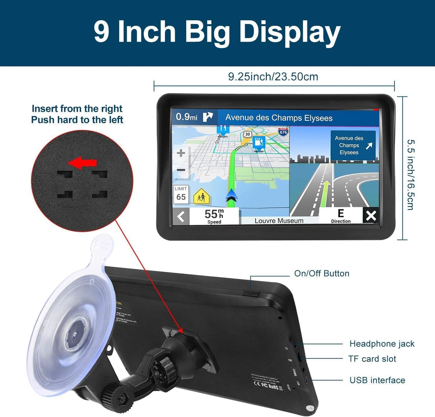 GPS Navigation for Car,Latest 2026 Map, 9 inch Touch Screen Real Voice Spoken Turn-by-Turn Direction Reminding Navigation System for Cars, GPS Satellite Navigator with Free Lifetime Map Update
