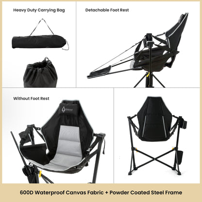ARROWHEAD OUTDOOR Folding Hammock Chair, Heavy Duty Camping Seat with Removable Footrest, Padded Comfort, and 300lb Capacity