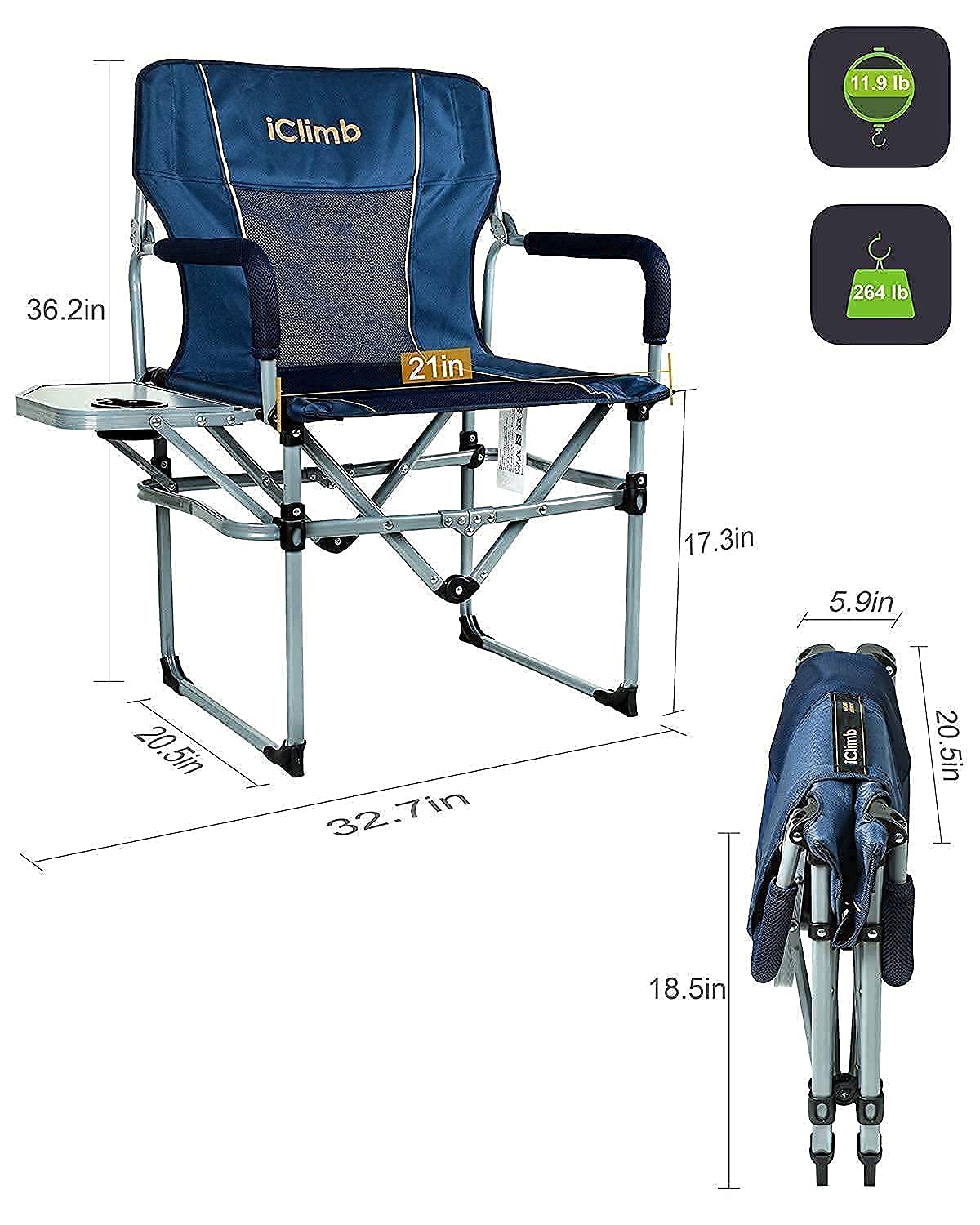 iClimb 1 Heavy Duty Compact Folding Chair and 1 3M Thinsulate Insulation Warm Blanket Bundle for Adults Camping