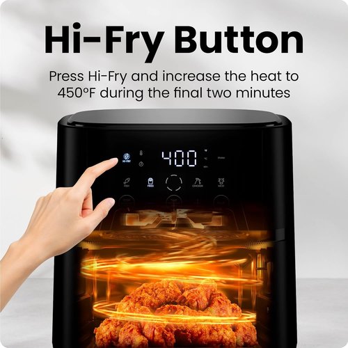 Chefman Air Fryer - 4 QT Compact Airfryer with Hi-Fry Technology for Extra Crisp Meals - Black