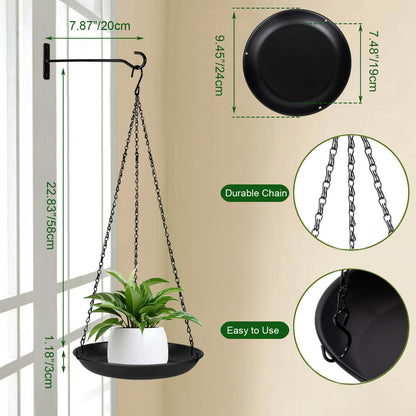 ARTORA Metal Plant Hanger, Indoor Decorative Wall Plant Hanging Basket Black Pot Holder Ceiling Flower Planter Hanging Chain with Long Hook (2 Pack)