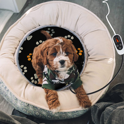 furrybaby Pet Heating Pad, Waterproof Dog Heating Pad Mat for Cat with Durable Anti-Bite Tube Indoor for Puppies Dogs Cats (1 Pack Black, 17 X 17in, Temp Adjustable)
